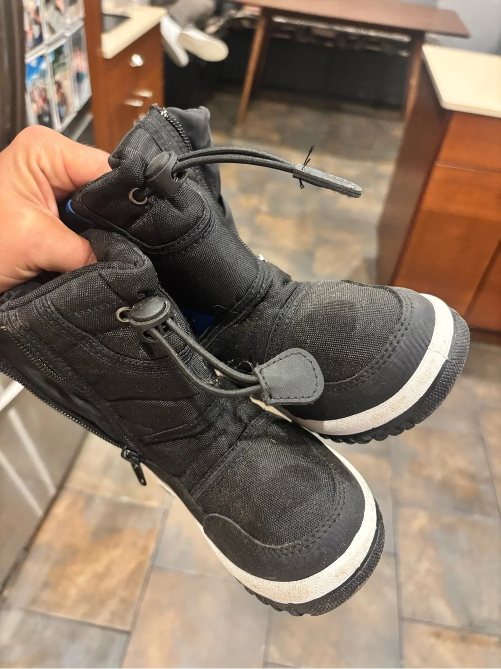 Kids Black Winter Boots - Durable Cold-Weather Footwear